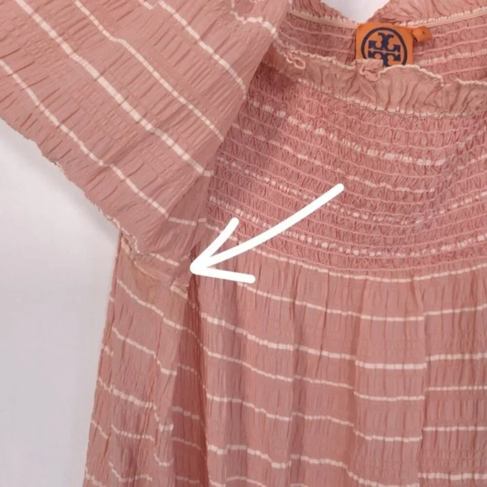 TORY BURCH Women's Top‎ Size 6 SILK Blend Pink Chiffon LS Off Shoulder 13121197
